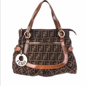 FENDI Tobacco Zucca Print Canvas Chef Tote Bag